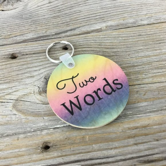 One Finger Two Words Wood Key Chain - OOPS - Picture 2 of 4